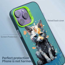【BUY 4 ONLY PAY FOR 2】So Cool Case for iPhone with Unique Design, Watercolor Animal Hard Back + Soft Frame with Independent Button Protective Case for iPhone - Sitting Cat