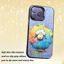 【BUY 4 ONLY PAY FOR 2】So Cool Case for iPhone with Unique Design, Watercolor Animal Hard Back + Soft Frame with Independent Button Protective Case for iPhone -Colorful sheep painting