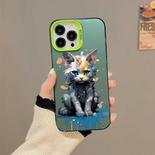 【BUY 4 ONLY PAY FOR 2】So Cool Case for iPhone with Unique Design, Watercolor Animal Hard Back + Soft Frame with Independent Button Protective Case for iPhone - Sitting Cat
