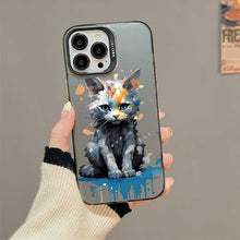 【BUY 4 ONLY PAY FOR 2】So Cool Case for iPhone with Unique Design, Watercolor Animal Hard Back + Soft Frame with Independent Button Protective Case for iPhone - Sitting Cat