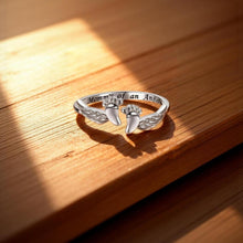 Adjustable Letter&Wing Design Cuff Ring, Unique Angel Wing & Foot Shape, "Mommy of an Angel" Engraving Open hug rings, Elegant All-match Accessories for Daily Wear, Perfect Gift for Mom, Girlfriend, Wife, or Friend HNJZ0009