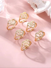 Heart & Letter Design Cuff Ring, Adjustable Open Ring, Adjustable Opening Stackable Ring Gift for Women & Girls, Alphabet Design Ring HNJZ0041