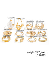 12-Piece Fashion Pearl Irregular Geometric Rings Set, Light Luxury Joint Ring Collection, Stylish Jewelry for Women HNJZ0042