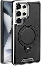 Leather-Backed Magnetic Folding Stand Case Compatible with S25/S24/S23 Phone Case (Black,for S23)