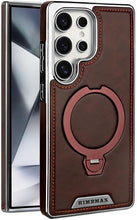 Leather-Backed Magnetic Folding Stand Case Compatible with S25/S24/S23 Phone Case (Black,for S23)