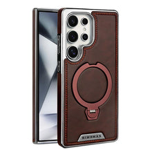 Leather-Backed Magnetic Folding Stand Case Compatible with S25/S24/S23 Phone Case (Black,for S23)