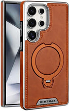 Leather-Backed Magnetic Folding Stand Case Compatible with S25/S24/S23 Phone Case (Black,for S23)