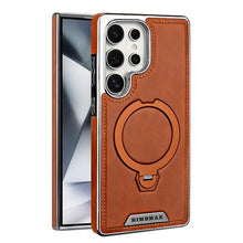 Leather-Backed Magnetic Folding Stand Case Compatible with S25/S24/S23 Phone Case (Black,for S23)