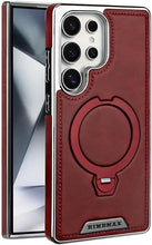Leather-Backed Magnetic Folding Stand Case Compatible with S25/S24/S23 Phone Case (Black,for S23)