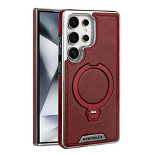 Leather-Backed Magnetic Folding Stand Case Compatible with S25/S24/S23 Phone Case (Black,for S23)