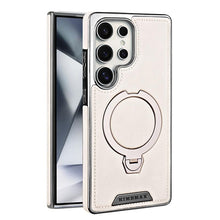 Leather-Backed Magnetic Folding Stand Case Compatible with S25/S24/S23 Phone Case (Black,for S23)