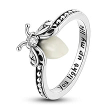 Nature Animal Theme Ring - S925 silver-plated Firefly Ring, an elegant and gorgeous fluorescent design, is the perfect gift for girls and women, and the best gift for nature lovers., Zircon Embellished Rings, Nature Inspired Rings HNJZ0043