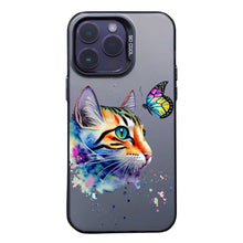 【BUY 4 ONLY PAY FOR 2】So Cool Case for iPhone with Unique Design, Watercolor Animal Hard Back + Soft Frame with Independent Button Protective Case for iPhone - Cat Butterfly