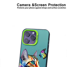 【BUY 4 ONLY PAY FOR 2】So Cool Case for iPhone with Unique Design, Watercolor Animal Hard Back + Soft Frame with Independent Button Protective Case for iPhone - Cat Butterfly