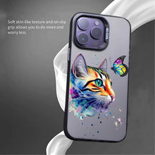 【BUY 4 ONLY PAY FOR 2】So Cool Case for iPhone with Unique Design, Watercolor Animal Hard Back + Soft Frame with Independent Button Protective Case for iPhone - Cat Butterfly
