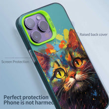 【BUY 4 ONLY PAY FOR 2】So Cool Case for iPhone with Unique Design, Watercolor Animal Hard Back + Soft Frame with Independent Button Protective Case for iPhone - Cat Painting