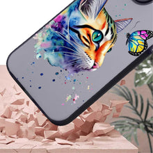 【BUY 4 ONLY PAY FOR 2】So Cool Case for iPhone with Unique Design, Watercolor Animal Hard Back + Soft Frame with Independent Button Protective Case for iPhone - Cat Butterfly
