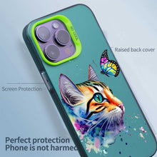 【BUY 4 ONLY PAY FOR 2】So Cool Case for iPhone with Unique Design, Watercolor Animal Hard Back + Soft Frame with Independent Button Protective Case for iPhone - Cat Butterfly