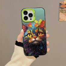 【BUY 4 ONLY PAY FOR 2】So Cool Case for iPhone with Unique Design, Watercolor Animal Hard Back + Soft Frame with Independent Button Protective Case for iPhone - Cat Painting