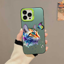 【BUY 4 ONLY PAY FOR 2】So Cool Case for iPhone with Unique Design, Watercolor Animal Hard Back + Soft Frame with Independent Button Protective Case for iPhone - Cat Butterfly