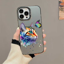 【BUY 4 ONLY PAY FOR 2】So Cool Case for iPhone with Unique Design, Watercolor Animal Hard Back + Soft Frame with Independent Button Protective Case for iPhone - Cat Butterfly