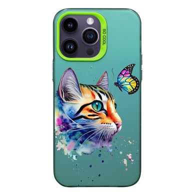 【BUY 4 ONLY PAY FOR 2】So Cool Case for iPhone with Unique Design, Watercolor Animal Hard Back + Soft Frame with Independent Button Protective Case for iPhone - Cat Butterfly
