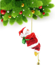 Electric Climbing Santa Claus Ladder with Parachute Christmas Tree Toy with LED Indoor Outdoor Christmas Holiday Decoration