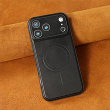Compatible with iPhone17Pro Max/16/15/14/13 Phone case Magnetic Anti Drop Business Men's Leather case (Black,for iPhone 13)