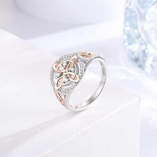 Rose Gold Plated Witch’s Knot Ring, Original Celtic Knot Jewelry, Cubic Zirconia Decorated Witch Knot Ring, Witchtok Pagan Jewelry for Devotion and Protection, Valentine’s Day Gift HNJZ0022