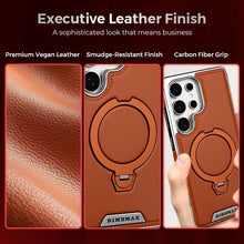 Leather-Backed Magnetic Folding Stand Case Compatible with S25/S24/S23 Phone Case (Black,for S23)