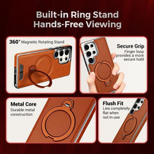 Leather-Backed Magnetic Folding Stand Case Compatible with S25/S24/S23 Phone Case (Black,for S23)