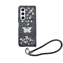 Butterfly Rhinestone Phone Case with Wrist Strap, Slim Shockproof Full Protection Cover, Portable Handheld Design for Women Girls, Style Phone Accessory HNSJK0037