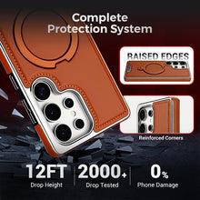 Leather-Backed Magnetic Folding Stand Case Compatible with S25/S24/S23 Phone Case (Black,for S23)