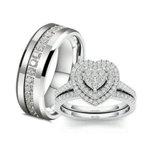 Sterling Silver 925 Heart Shaped Bridal Engagement Rings for Women, Silver Rings with Stones for Men Adjustable Rate Couples Set Daily Bible Verse floating navel bracelet energy magnet good luck gold-plated money attraction bracelet HNJZ00048