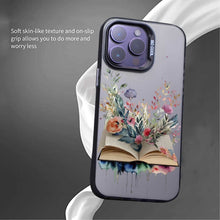 【BUY 4 ONLY PAY FOR 2】So Cool Case for iPhone with Unique Design, Watercolor Animal Hard Back + Soft Frame with Independent Button Protective Case for iPhone - Floral Book