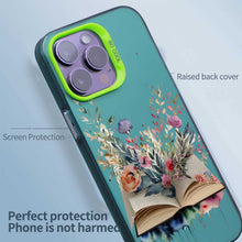 【BUY 4 ONLY PAY FOR 2】So Cool Case for iPhone with Unique Design, Watercolor Animal Hard Back + Soft Frame with Independent Button Protective Case for iPhone - Floral Book