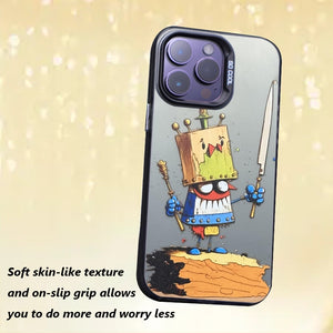 【BUY 4 ONLY PAY FOR 2】So Cool Case for iPhone with Unique Design, Watercolor Animal Hard Back + Soft Frame with Independent Button Protective Case for iPhone - Knife puppet painting