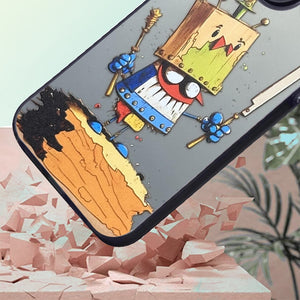 【BUY 4 ONLY PAY FOR 2】So Cool Case for iPhone with Unique Design, Watercolor Animal Hard Back + Soft Frame with Independent Button Protective Case for iPhone - Knife puppet painting