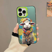 【BUY 4 ONLY PAY FOR 2】So Cool Case for iPhone with Unique Design, Watercolor Animal Hard Back + Soft Frame with Independent Button Protective Case for iPhone - Sheep
