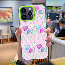 【BUY 4 ONLY PAY FOR 2】So Cool Case for iPhone with Unique Design, watercolor painting + Soft Frame with Independent Button Protective Case for iPhone -Pink Herat Flower