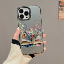 【BUY 4 ONLY PAY FOR 2】So Cool Case for iPhone with Unique Design, Watercolor Animal Hard Back + Soft Frame with Independent Button Protective Case for iPhone - Floral Book