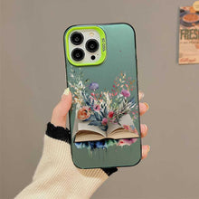 【BUY 4 ONLY PAY FOR 2】So Cool Case for iPhone with Unique Design, Watercolor Animal Hard Back + Soft Frame with Independent Button Protective Case for iPhone - Floral Book