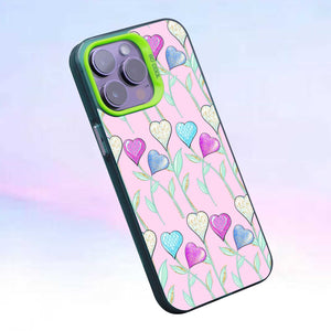 【BUY 4 ONLY PAY FOR 2】So Cool Case for iPhone with Unique Design, watercolor painting + Soft Frame with Independent Button Protective Case for iPhone -Pink Herat Flower