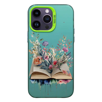 【BUY 4 ONLY PAY FOR 2】So Cool Case for iPhone with Unique Design, Watercolor Animal Hard Back + Soft Frame with Independent Button Protective Case for iPhone - Floral Book