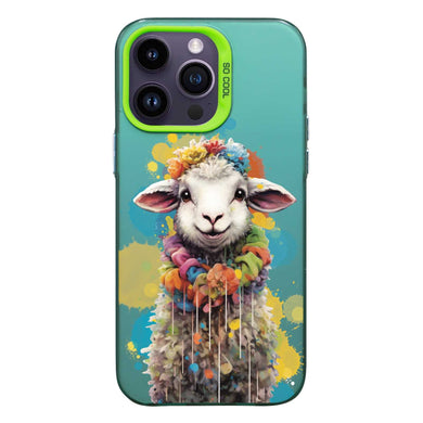 【BUY 4 ONLY PAY FOR 2】So Cool Case for iPhone with Unique Design, Watercolor Animal Hard Back + Soft Frame with Independent Button Protective Case for iPhone - Sheep