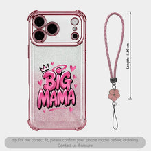 Glitter Pink Gradient Phone Case with Cute Crown & Hearts, Anti-Drop Soft Silicone Cover with Flower Lanyard for iPhone Samsung HNSJK0027