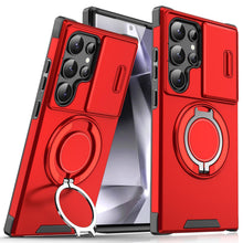 Shockproof Magnetic Phone Case with Slide Camera Lens Protector, 360° Rotating Ring Holder Kickstand Protective Cover for Samsung Galaxy S26 S25 S24 S23 S22 S21 Ultra Plus, Heavy Duty Drop Proof Phone Case HNSJK0031