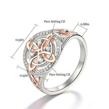 Rose Gold Plated Witch’s Knot Ring, Original Celtic Knot Jewelry, Cubic Zirconia Decorated Witch Knot Ring, Witchtok Pagan Jewelry for Devotion and Protection, Valentine’s Day Gift HNJZ0022