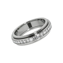 Anxiety Rings for Women and Men Titanium Steel Spinner Fidget Band Rings with Cubic Zirconia for Stress Relief and Wedding Promise Comfort Fit Size 5 to 12 HNJZ0012