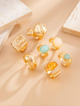 7 Pieces Women's Vintage Fashion Geometric Design Ring Set, Bold Metal Rings, Perfect for Daily Wear & Party, Jewelry Gifts HNJZ0032